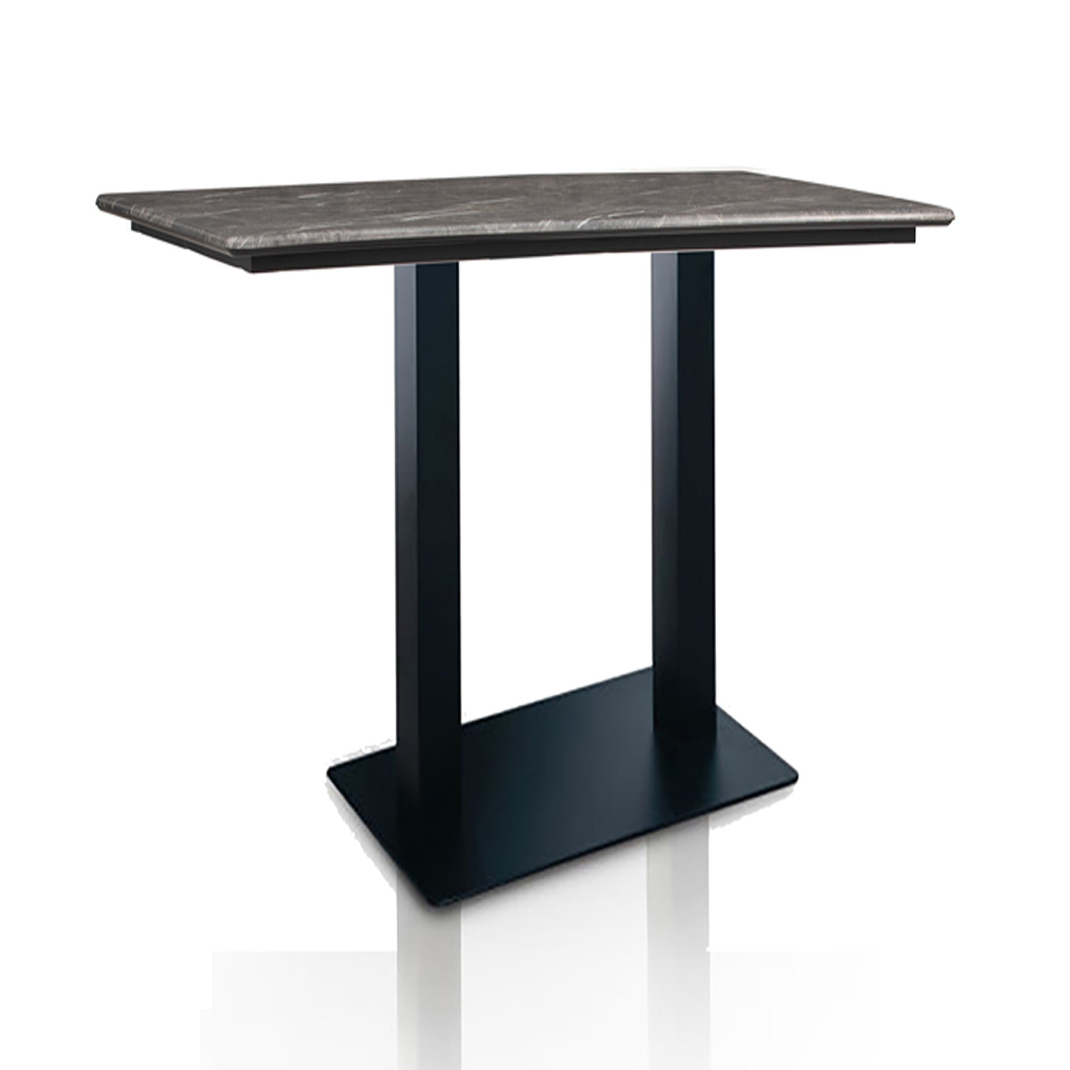 Stolik barowy Catania szary o marmurowym wyglądzie Kompaktowy blat HPL