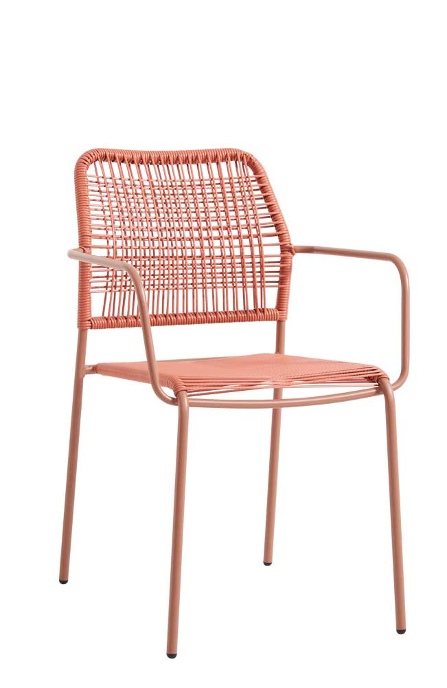 Outdoor Stuhl Kunststoffgeflecht Rot