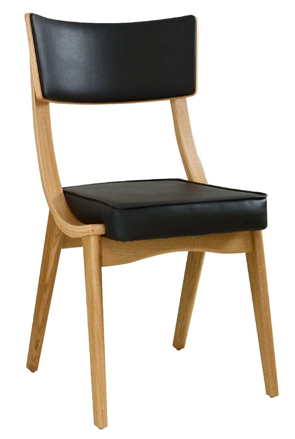 Krzesło bistro do restauracji z litego drewna Karabag tapicerka siedziska sztuczna skóra czarny Krzesło bistro do restauracji z litego drewna Karabag tapicerka siedziska sztuczna skóra czarny