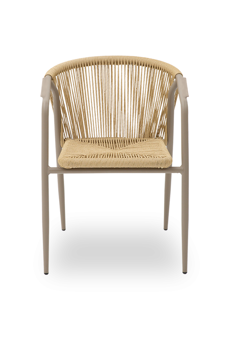 Technorattan Stuhl Treviso Beige mit Armlehne-ING10883