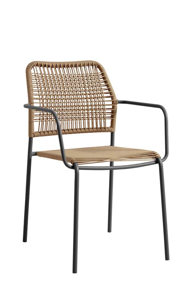 Outdoor Stuhl Kunststoffgeflecht Braun