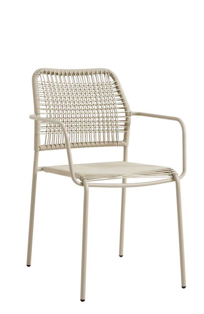 Outdoor Stuhl Kunststoffgeflecht Beige