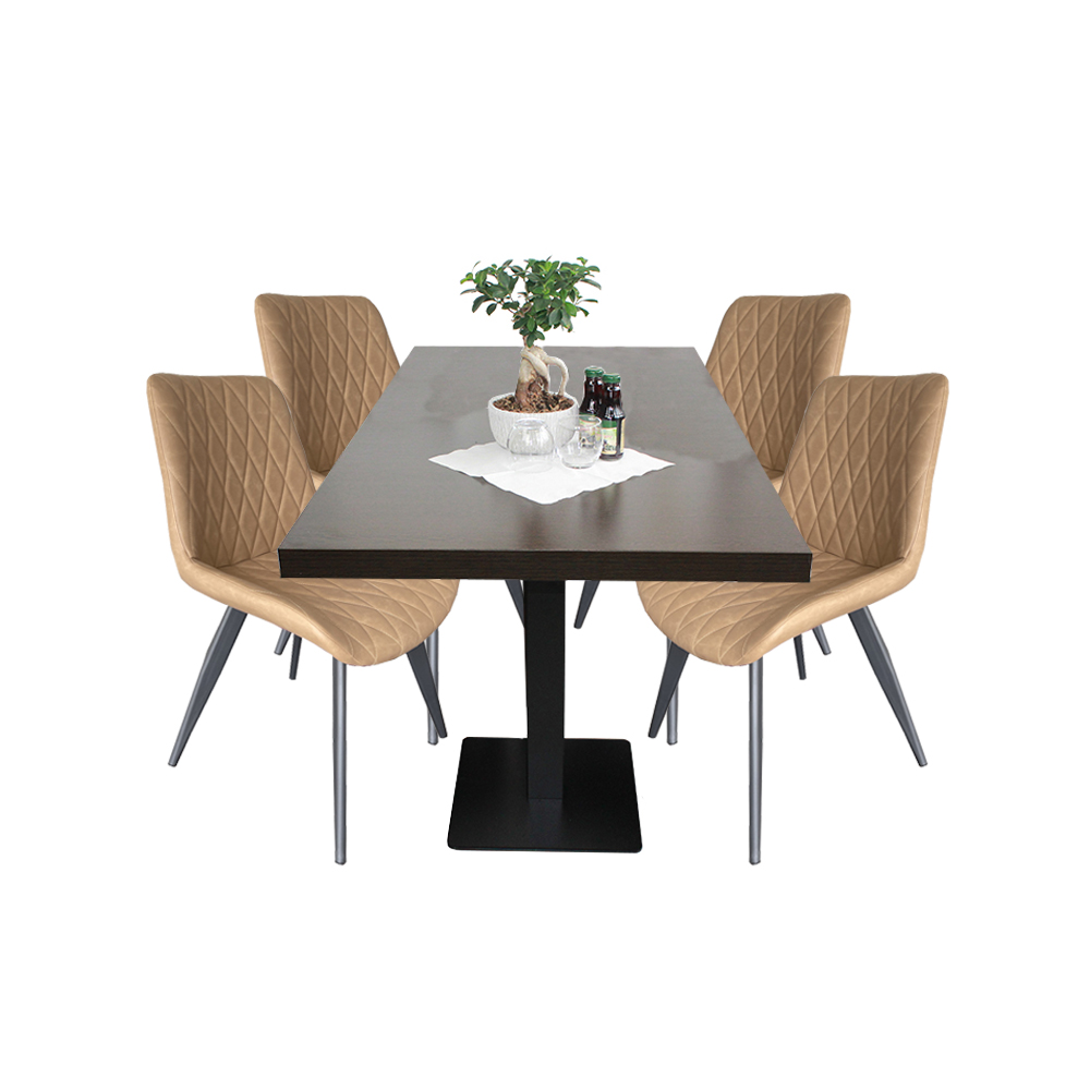 1+4 Garnitur 100x80cm Scarlet Hellbraun Restaurant Stühle Hotel Bistro Tische-SW10252 1+4 Garnitur 100x80cm Scarlet Hellbraun Restaurant Stühle Hotel Bistro Tische-SW10252