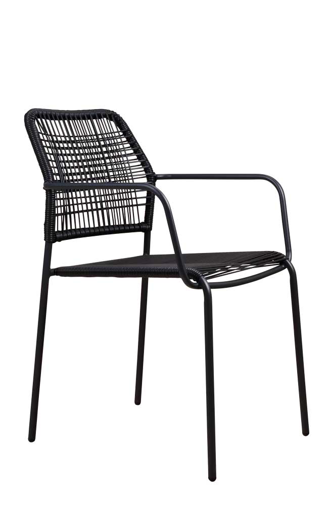 Outdoor Stuhl Kunststoffgeflecht Anthrazit Schwarz