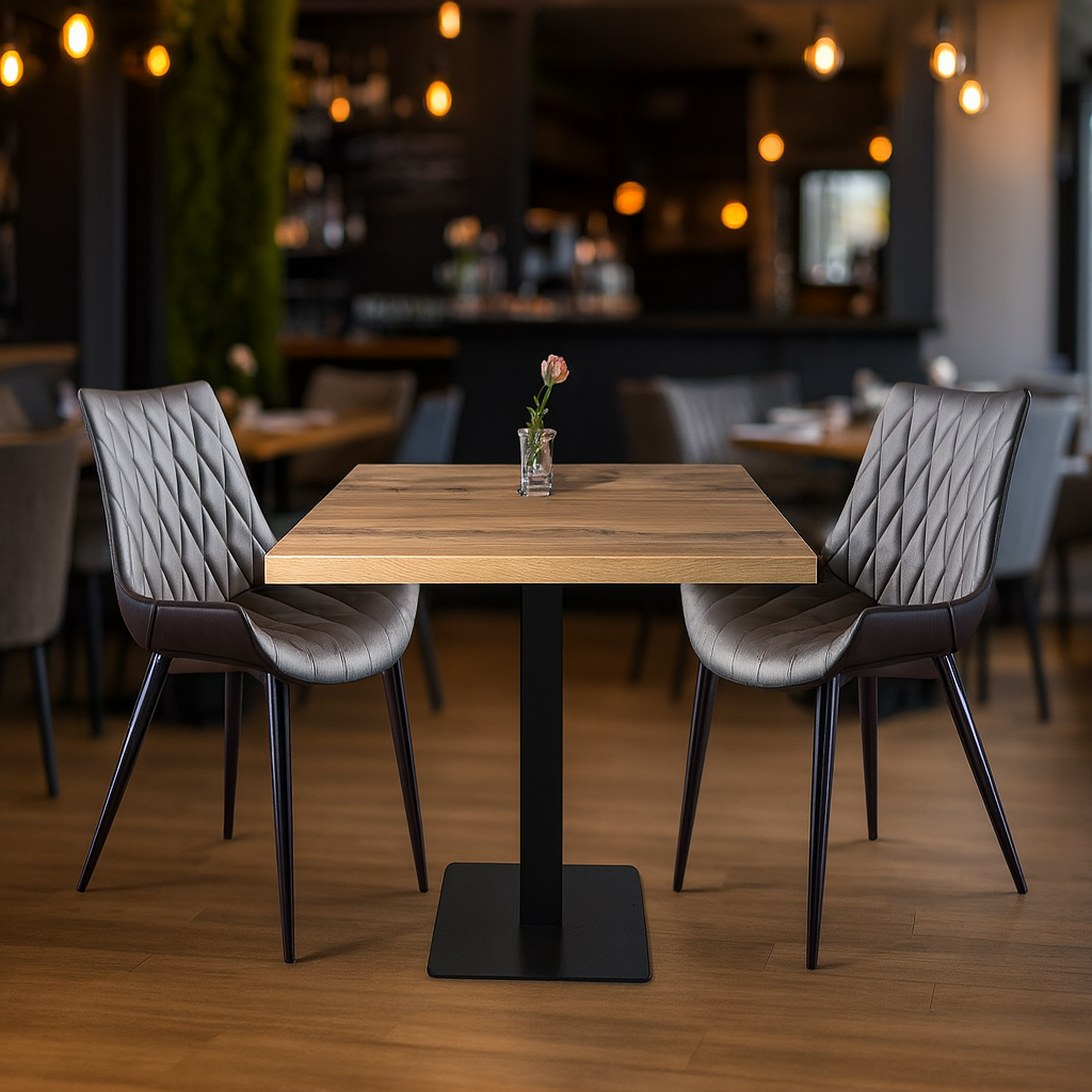 1+2 zestaw ciemnobrązowy stół i krzesła do restauracji Scarlet 70x70