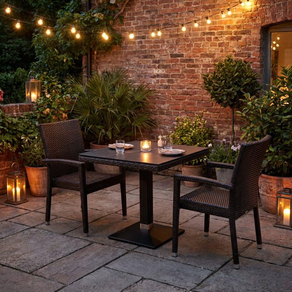 1+2 Zestaw Verona polirattanowe krzesła ogrodowe stół rattanowy sztaplowany w kolorze brązowym