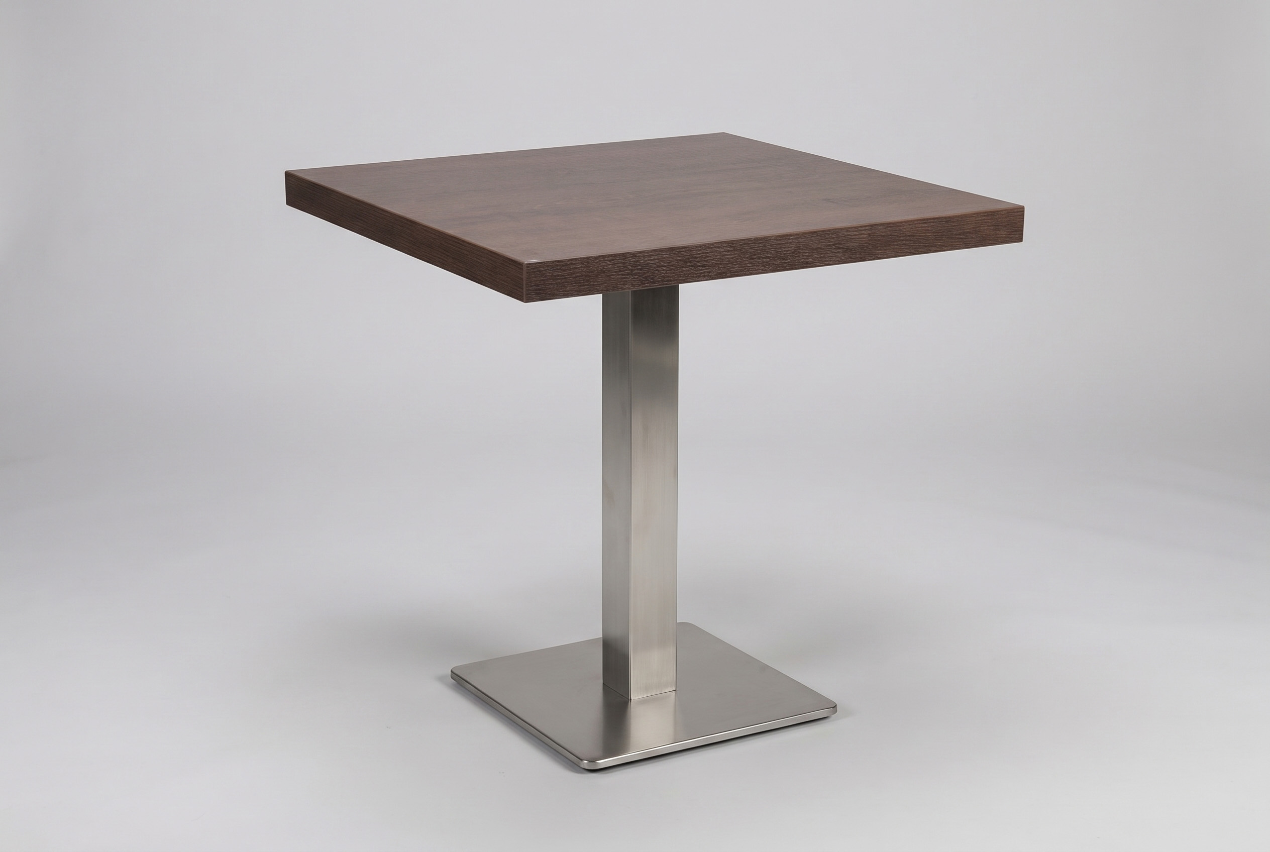 Restaurant Bistro Tisch 70x60x5cm Walnuss Braun Palermo Tischbein Silber